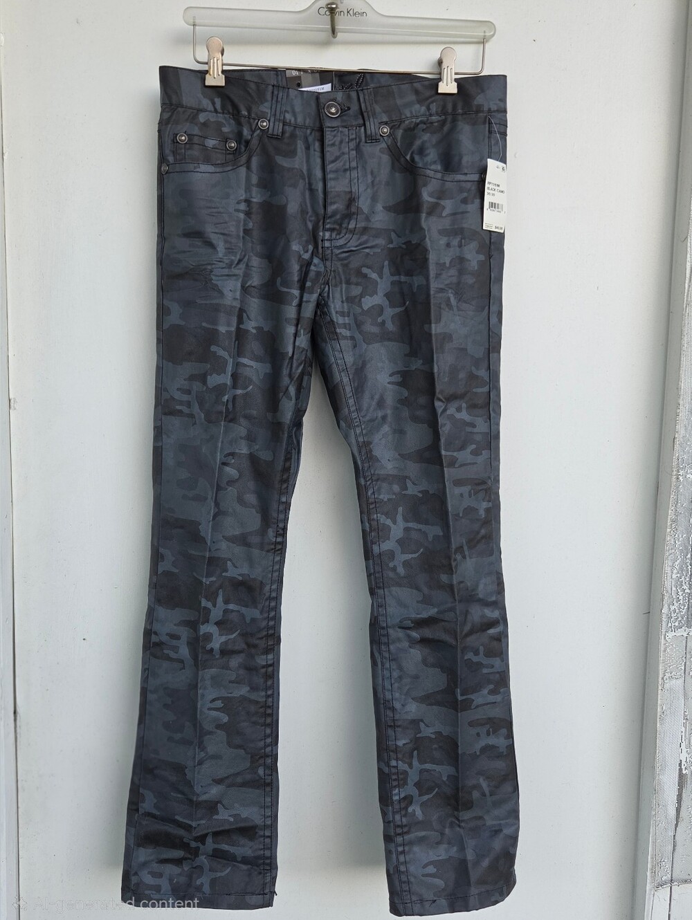 Royal Premium Straight Waxed Black Camo Dark Denim Jeans Mens 30x30 NWT